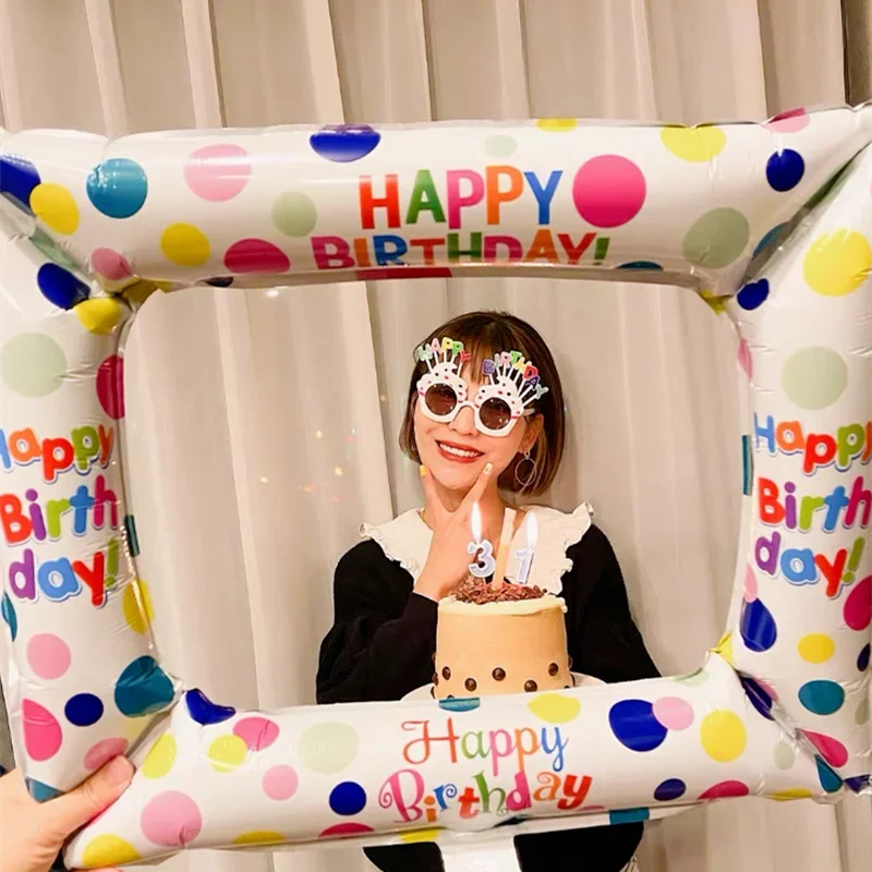 Happy Birthday Cake Balloons Large 3-Layer Color Candle Cake Balloons Bear Cake Ballon for Kid Birthday Party Baby Shower Decors