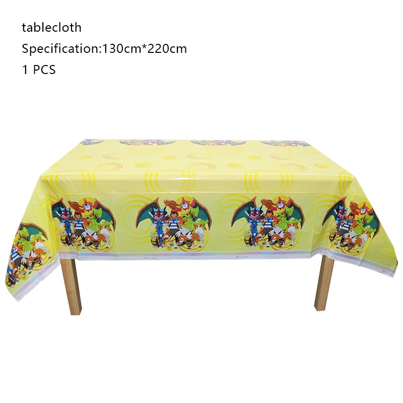 Pokemon Birthday Party Decoration New Ligntning Pikachu Balloon Kid Event Supplies Disposable Tableware Banner Backdrop Plate