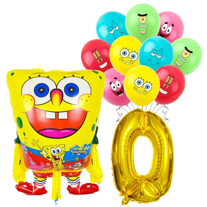 Spongebob Child party Birthday balloon set Patrick Star Foil Number Latex balloon Baby shower Party Decorations Supplies Globos
