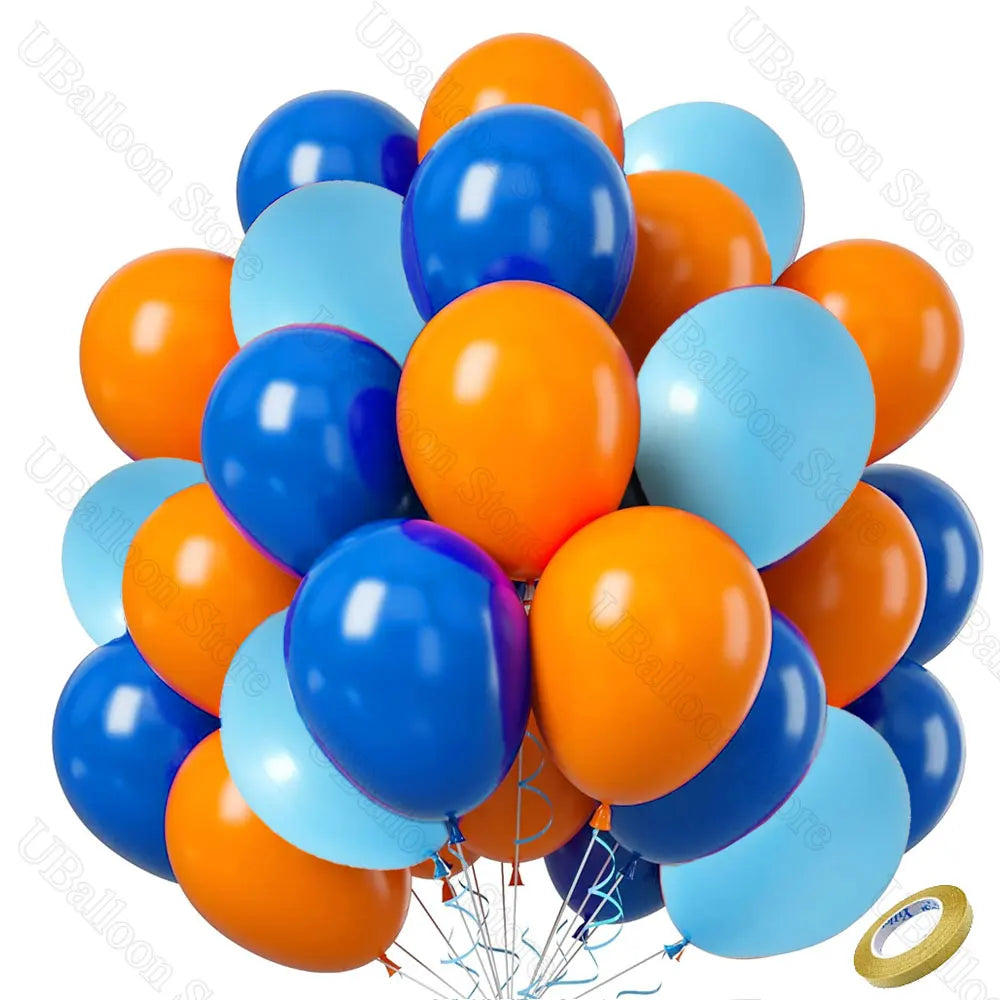 40er Luftballon-Set Orange & Blau – 25cm Latexballons für Geburtstag & Babyparty
