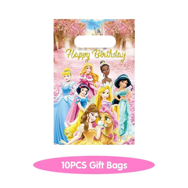 Princess Birthday Party Decorations Candy Gift Boxes Pink Princes Balloons Stickers Tableware Set Backdrop Party Favors Birthday