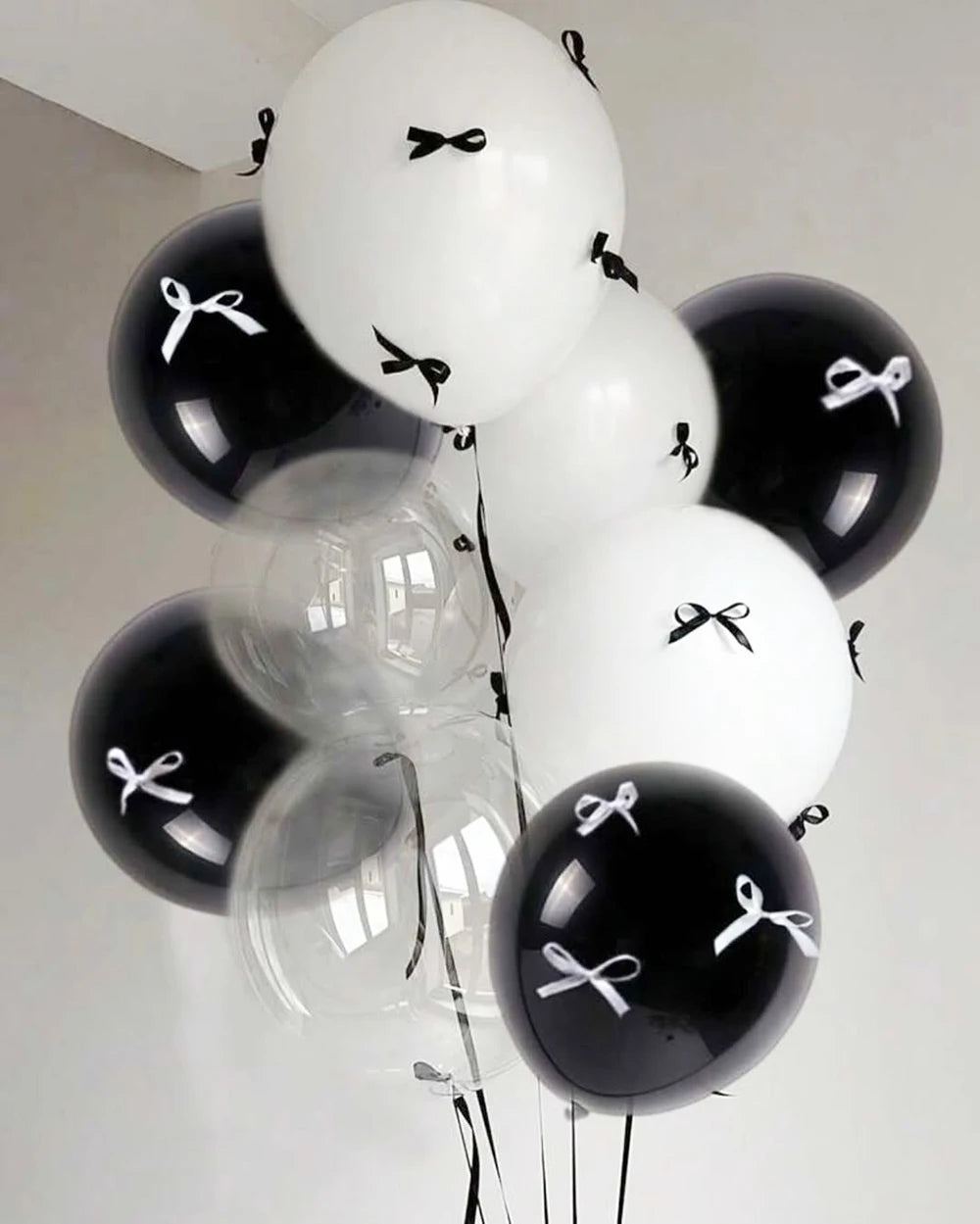 Bow Balloons Set White Balloon Mini Pink Ribbon Bows Girls Birthday Party Decorations Globos Baby Shower Wedding Bridal Shower