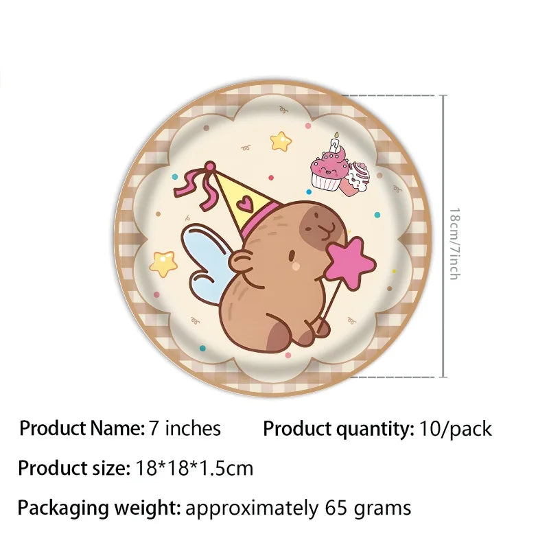 Capybara Birthday Party Decoration Happy Balloons Girl Tablecloth Tableware Surprises Cake Topper Accessories Banner Napkins Set