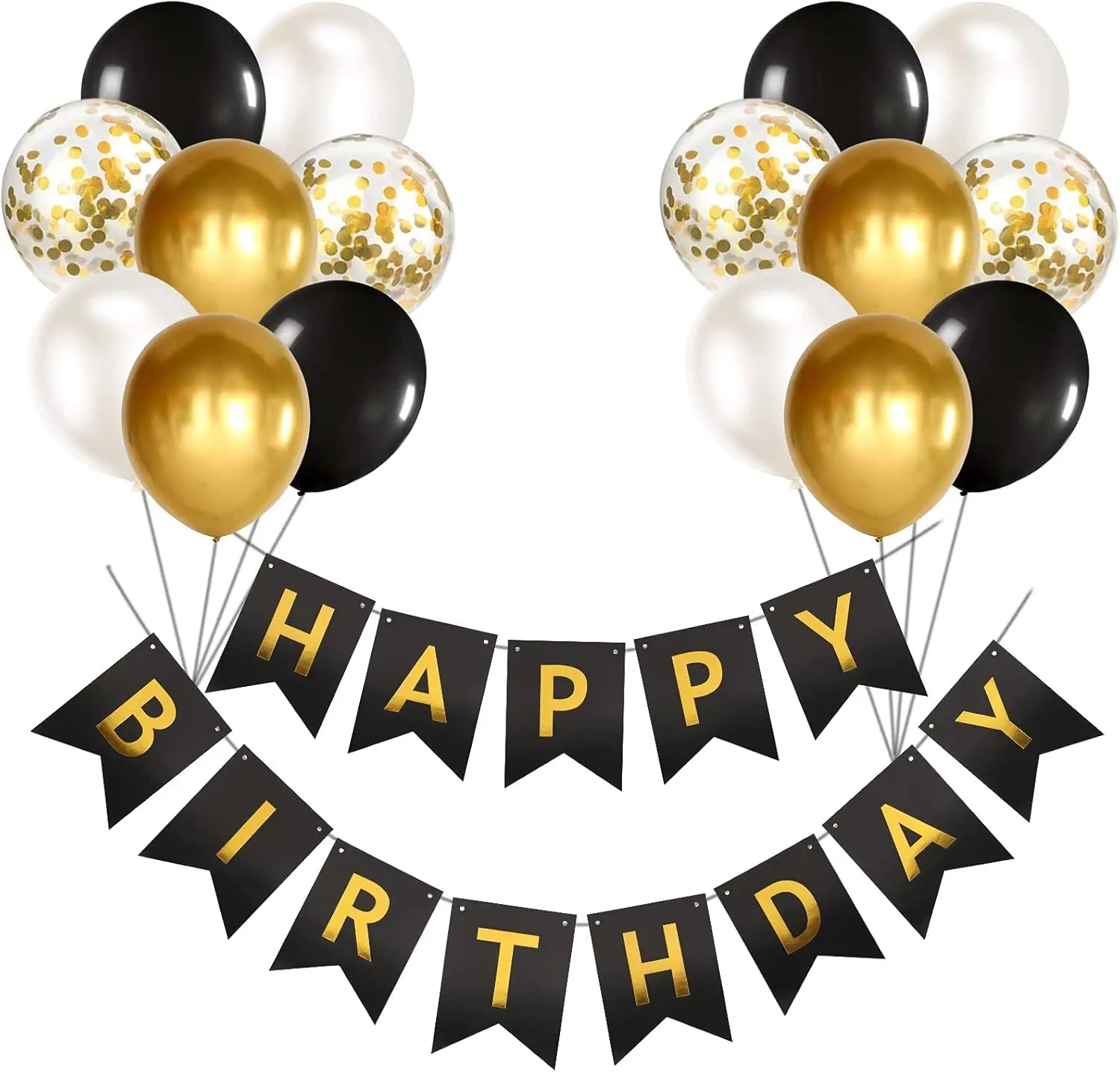 Happy Birthday Banner & Konfetti-Latexballons Set – 12 Zoll | Geburtstagsdeko für Kinder
