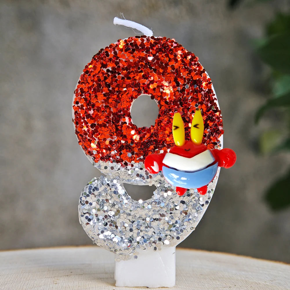 Cartoon SpongeBob Birthday Party Candles Set Cute Cake Topper Decorations for Baby Shower Birthday Cake Decor Accessories