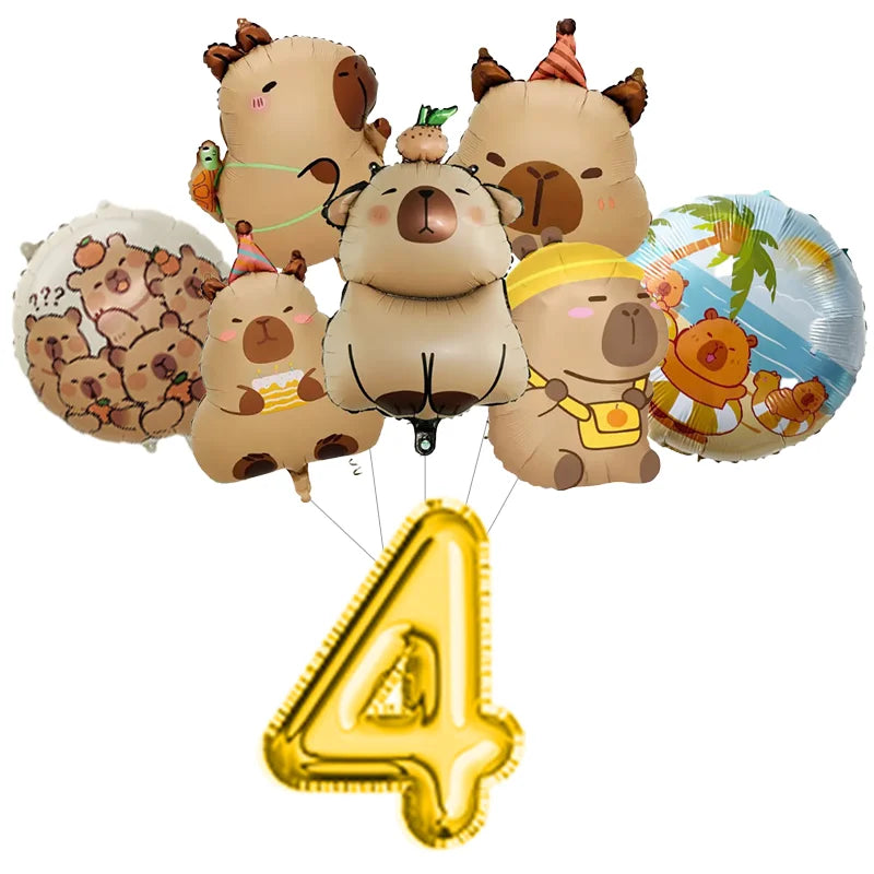 Capybara Birthday Party Decoration Happy Balloons Girl Tablecloth Tableware Surprises Cake Topper Accessories Banner Napkins Set