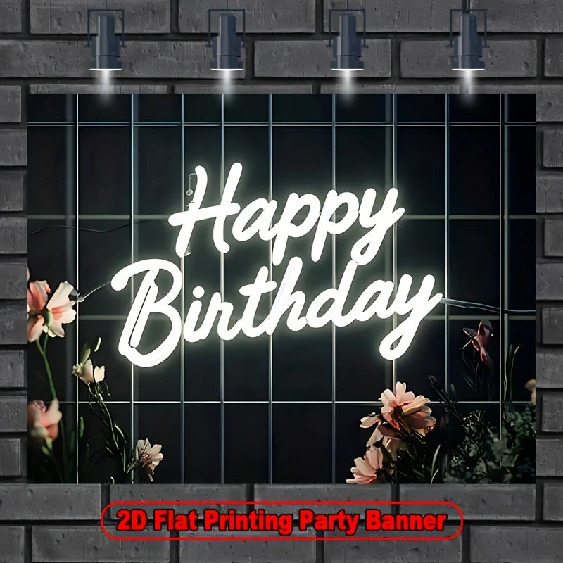 A neon sign for "Happy Birthday", suitable for home decoration, photography, weddings, birthdays, and Valentine's Day.