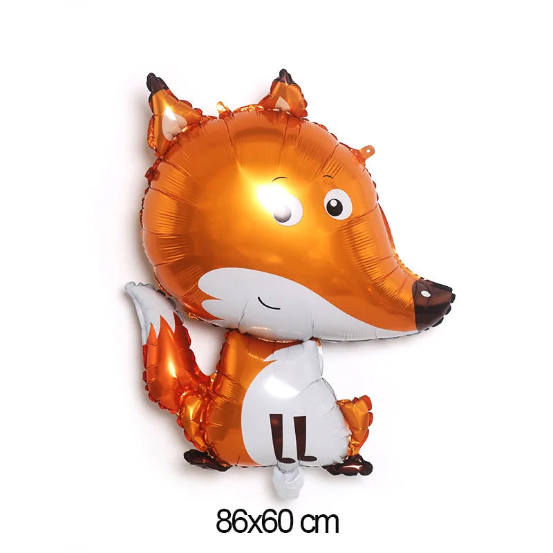 Woodland Animal Balloons Woodland Themed Baby Shower Birthday Fall Party Decor Fox Deer Tiger Bear Forest Animal Mylar Balloon