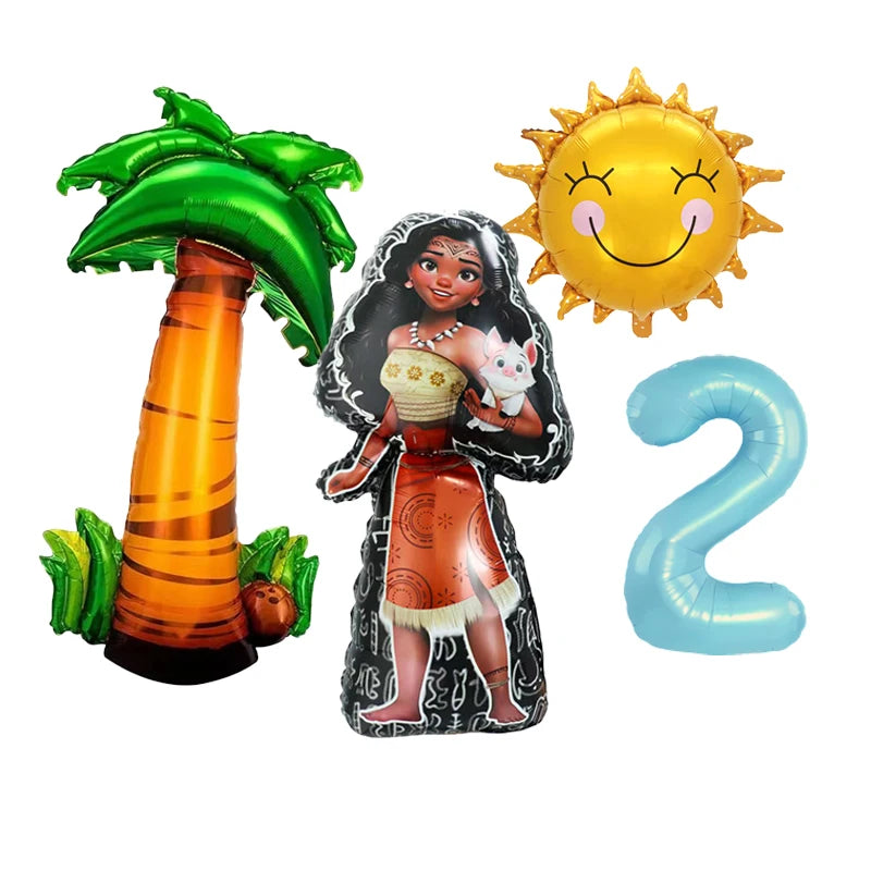 1 Set Ocean Adventure Moana Cartoon  Aluminum Balloons Kids Baby Shower Birthday Party Decoration Supplies