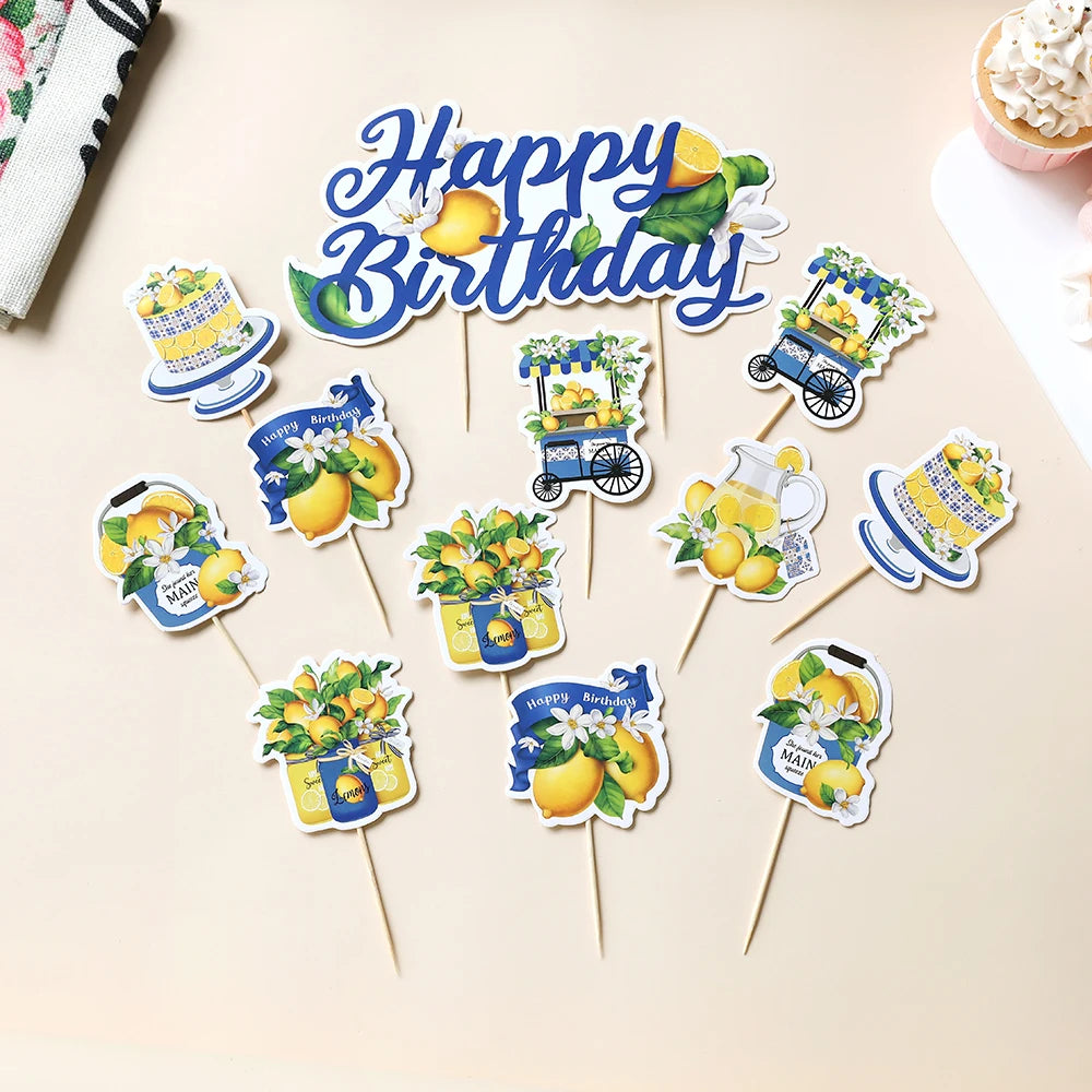 Happy Birthday Banner – Zitronen-Deko Set für Kindergeburtstag & Babyparty