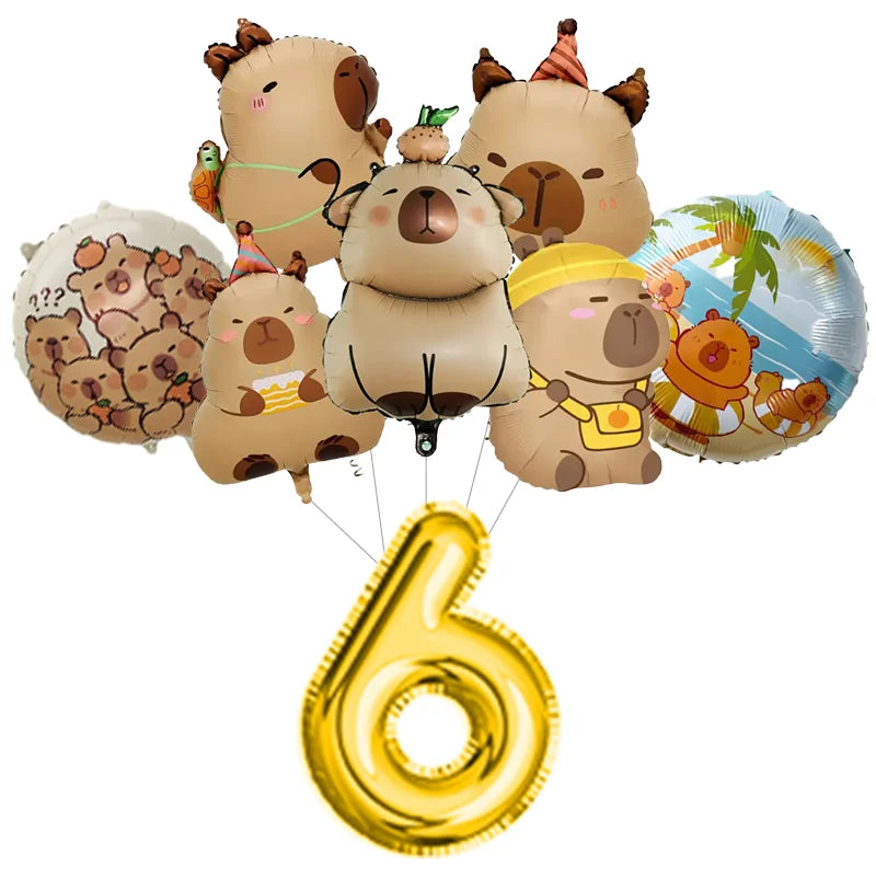 Capybara Birthday Party Decoration Happy Balloons Girl Tablecloth Tableware Surprises Cake Topper Accessories Banner Napkins Set