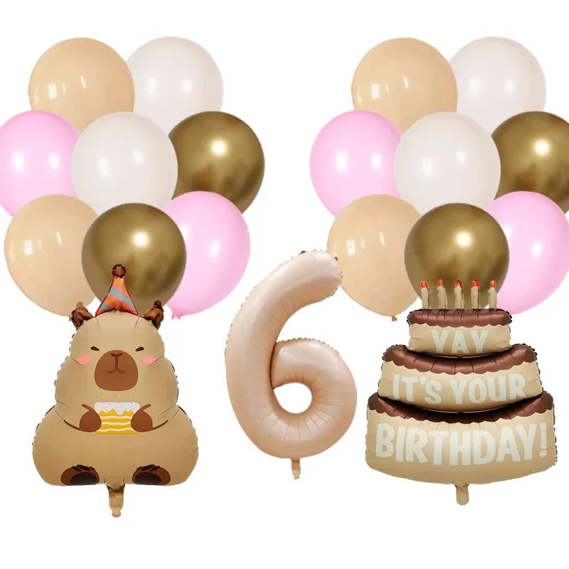 Cute Cartoon Capybara Balloon Capybara Birthday Party Decorations Caramel Foil Number Baby Shower Globos Gift Toys