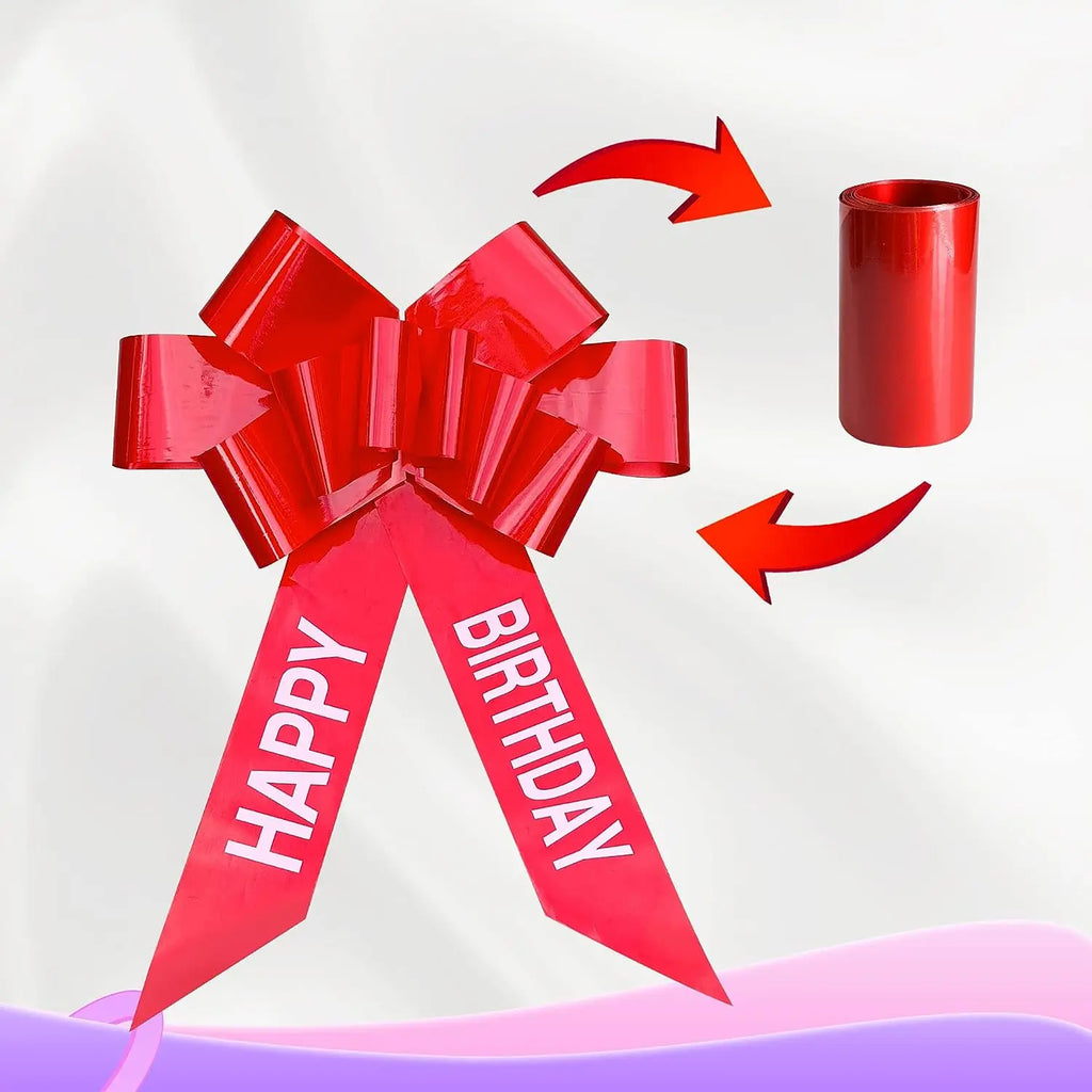 Riesige Happy Birthday Geschenkschleife 30 Zoll – Große Ziehschleife für Auto & Geschenke | Rot