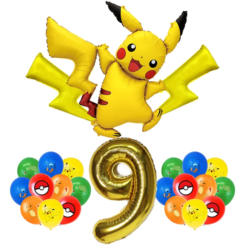 Pokemon Birthday Party Decoration New Ligntning Pikachu Balloon Kid Event Supplies Disposable Tableware Banner Backdrop Plate