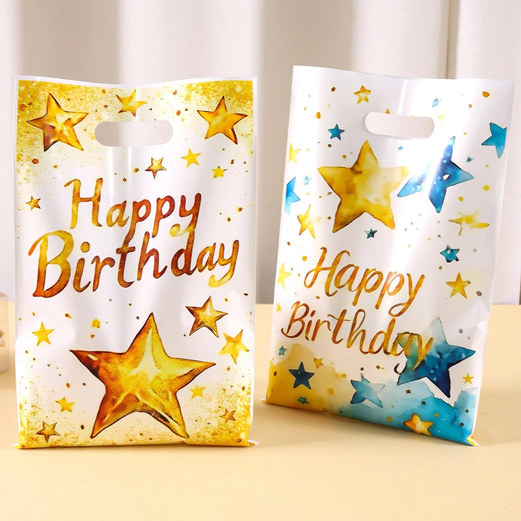 10/20/50pcs Birthday Party Candy Gift Bags Birthday Balloons Hand Bags Happy Birthday Party Decorations Kids Adults Favors Gifts