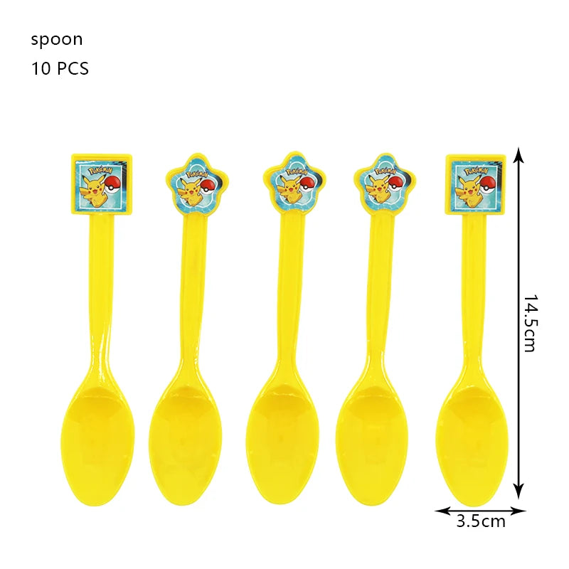 Pokemon Birthday Party Decoration New Ligntning Pikachu Balloon Kid Event Supplies Disposable Tableware Banner Backdrop Plate