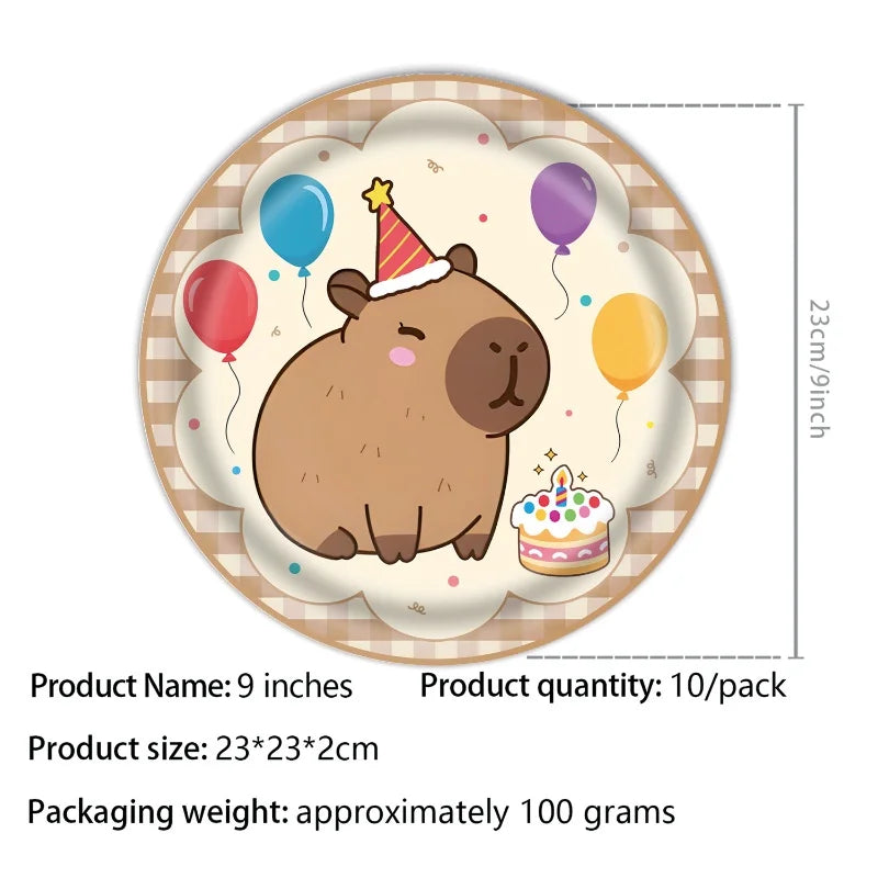 Capybara Birthday Party Decoration Happy Balloons Girl Tablecloth Tableware Surprises Cake Topper Accessories Banner Napkins Set