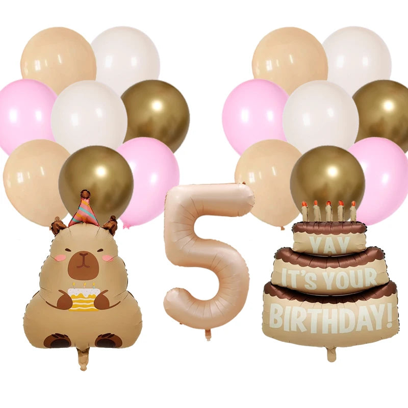 Cute Cartoon Capybara Balloon Capybara Birthday Party Decorations Caramel Foil Number Baby Shower Globos Gift Toys