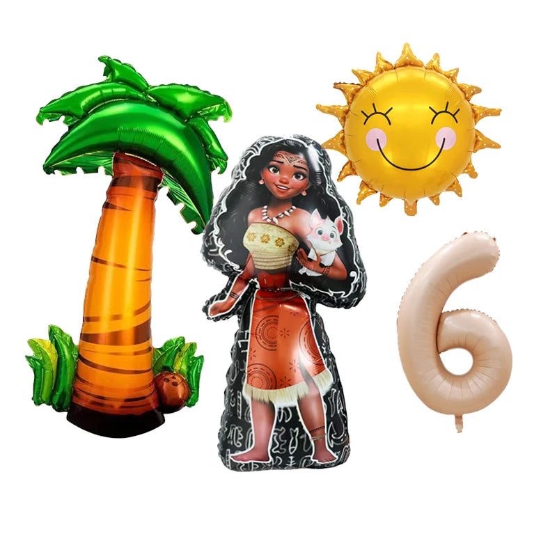 1 Set Ocean Adventure Moana Cartoon  Aluminum Balloons Kids Baby Shower Birthday Party Decoration Supplies