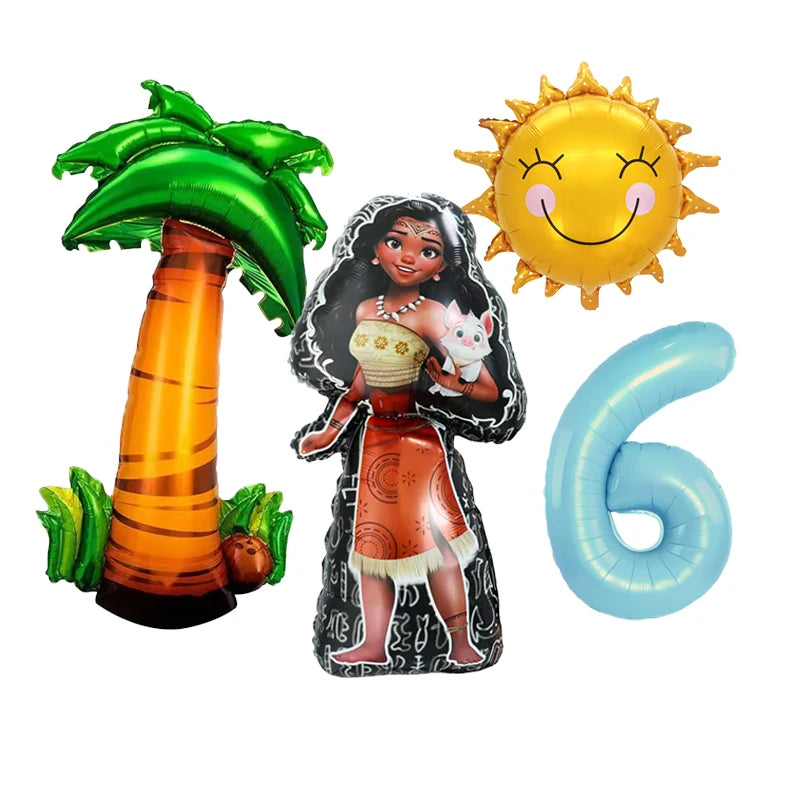 1 Set Ocean Adventure Moana Cartoon  Aluminum Balloons Kids Baby Shower Birthday Party Decoration Supplies