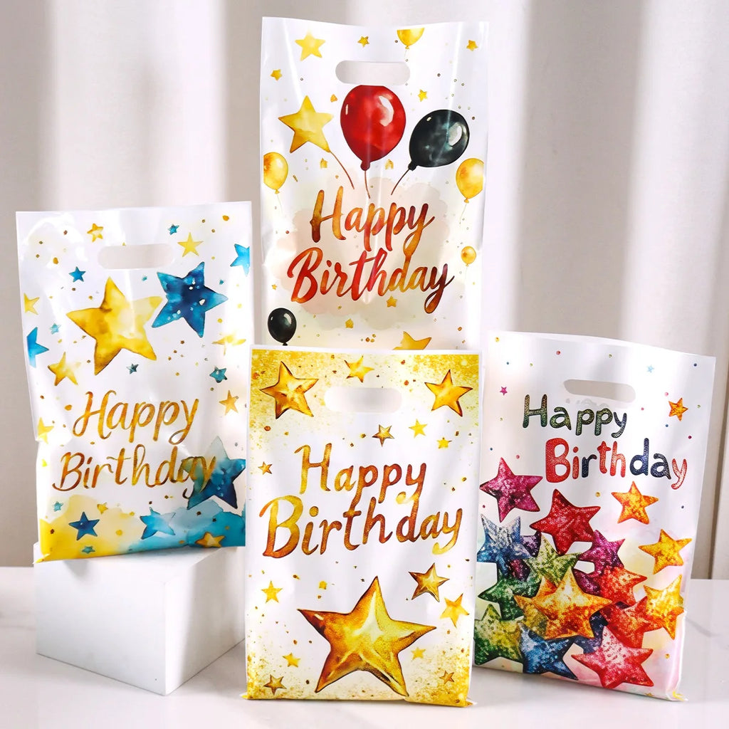 10/20/50pcs Birthday Party Candy Gift Bags Birthday Balloons Hand Bags Happy Birthday Party Decorations Kids Adults Favors Gifts