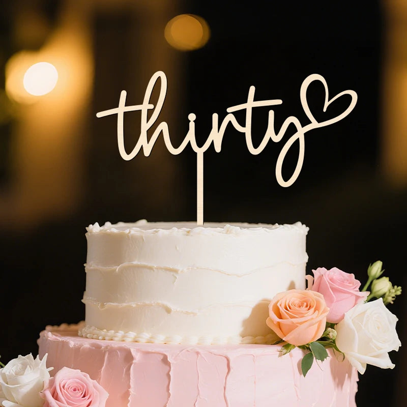 YOMDID Thirty Cake Topper 30th Birthday Cake Topper Cheers To 30 Years Old Cake Decoration 30th Wedding Anniversary Decorations