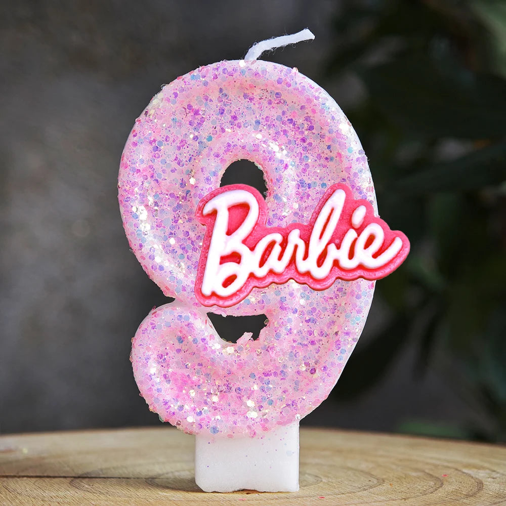 Barbiela Candle Number 0-9 Pink Red Sequin Girls Birthday Cake Decorations Baby Shower  Anniversary Party Gifts