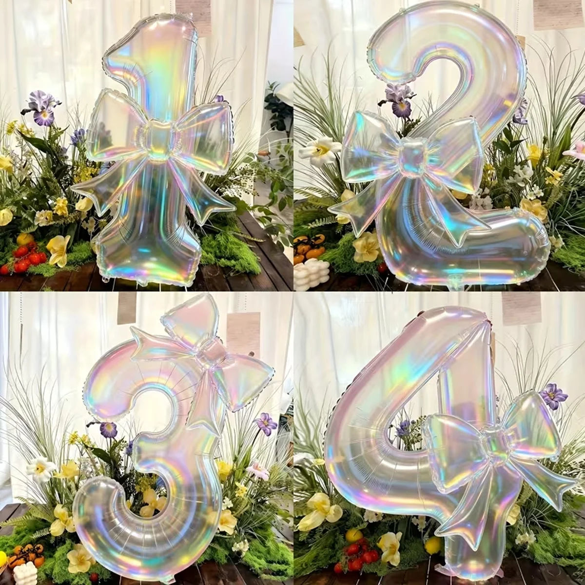 2er-Set Transparente Zahlenballons 0–9 mit Schleife – Geburtstag & Party Deko
