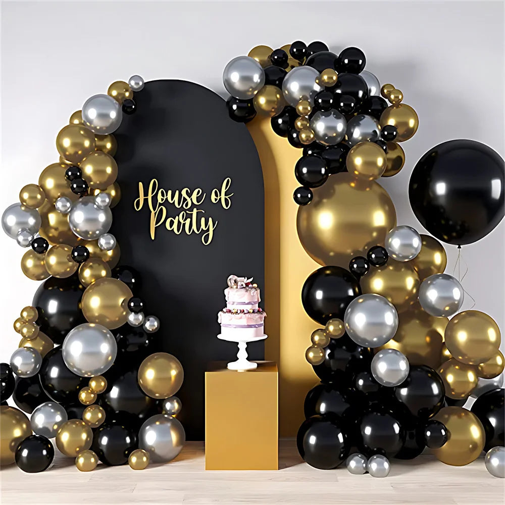 Black Gold Balloon Set Birthday Party Decor Balloon for Wedding Anniversary Graduation Holiday Celebration Home Backdrop Decor