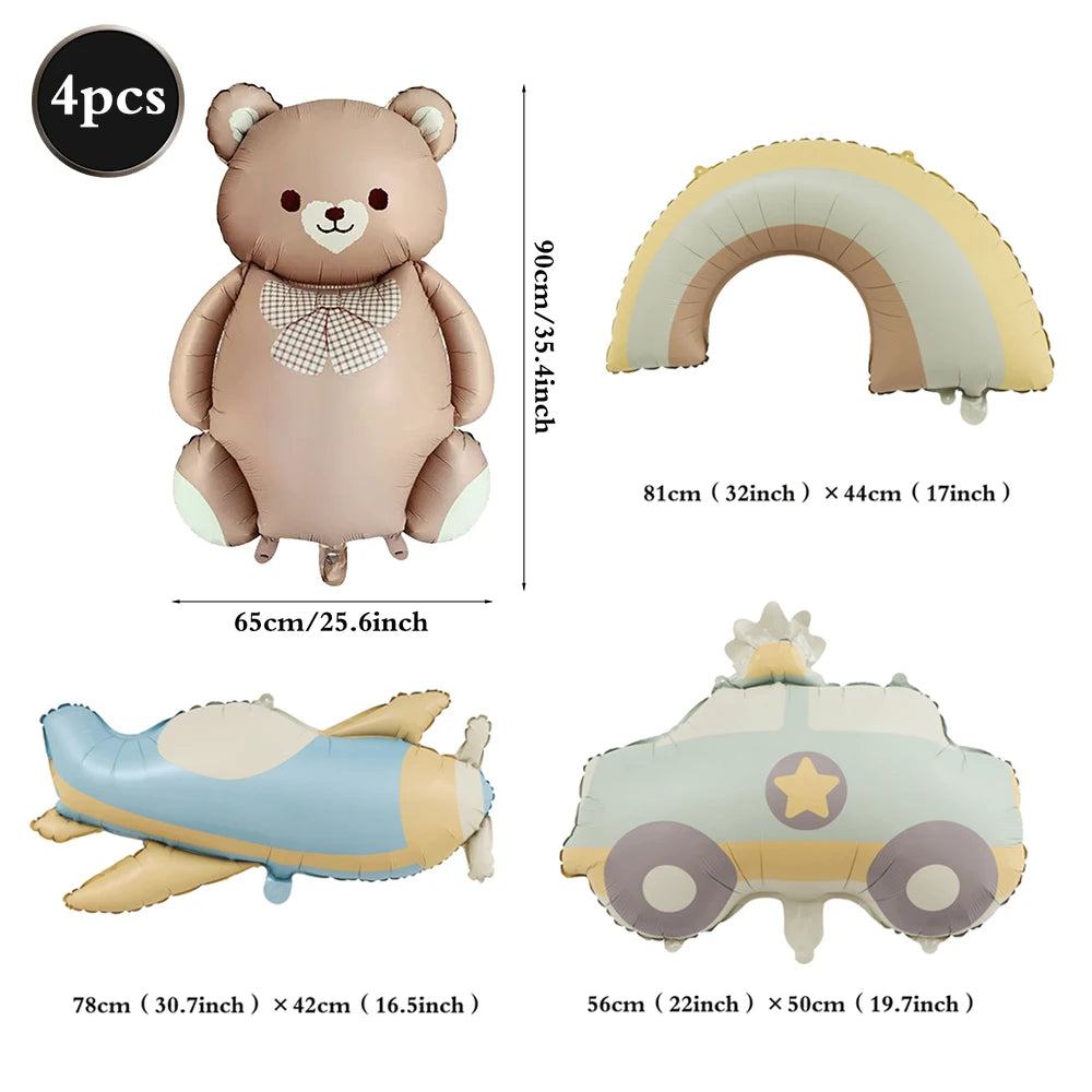 Teddybär Folienballon Set – Süßer Cartoon Bär in Rosa & Creme | Kindergeburtstag & Babyparty