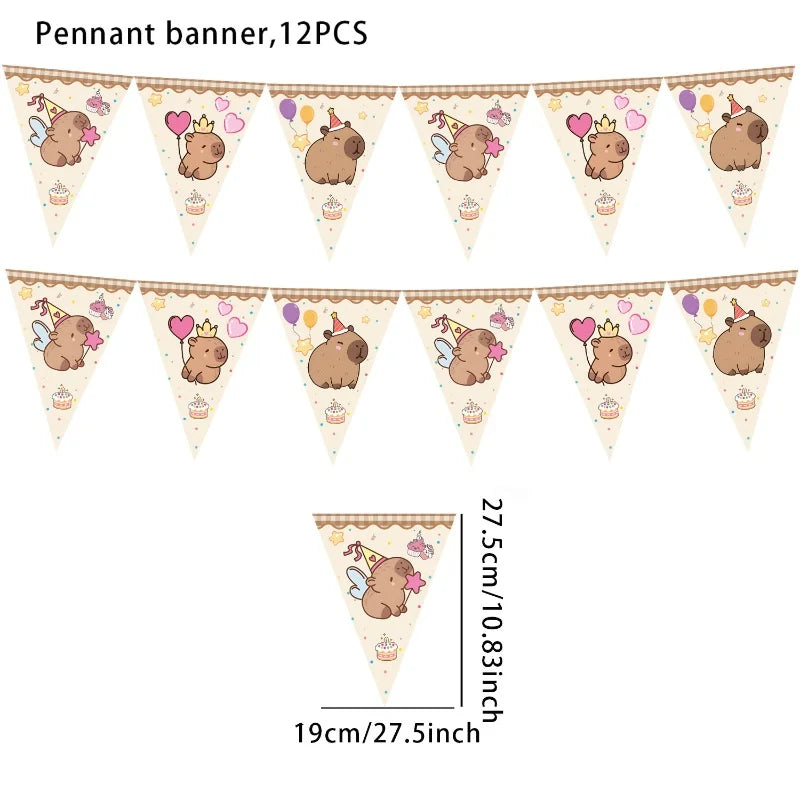 Capybara Birthday Party Decoration Happy Balloons Girl Tablecloth Tableware Surprises Cake Topper Accessories Banner Napkins Set