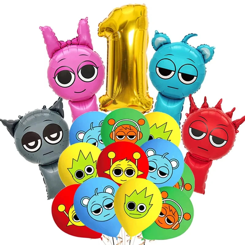 New Sprunki Birthday Party Decoration Balloons Set Kids Boys Favors Birthday Party Supplies IncredibES Tableware for Baby Shower