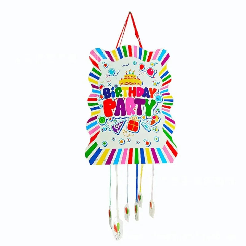1Pcs Happy Birthday Theme Pinata Decoration Kids Girls Boy Favors Birthday Party Decorations Supplies DIY Paperboard Pinatas