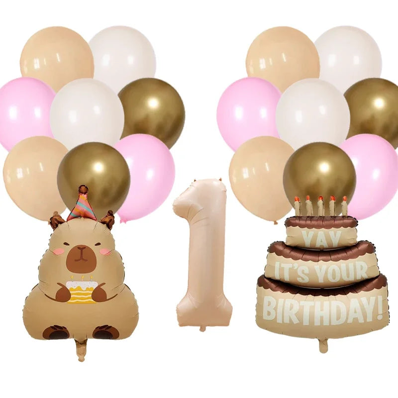 Cute Cartoon Capybara Balloon Capybara Birthday Party Decorations Caramel Foil Number Baby Shower Globos Gift Toys