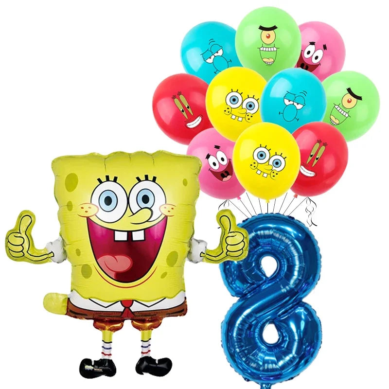 Spongebob Child party Birthday balloon set Patrick Star Foil Number Latex balloon Baby shower Party Decorations Supplies Globos