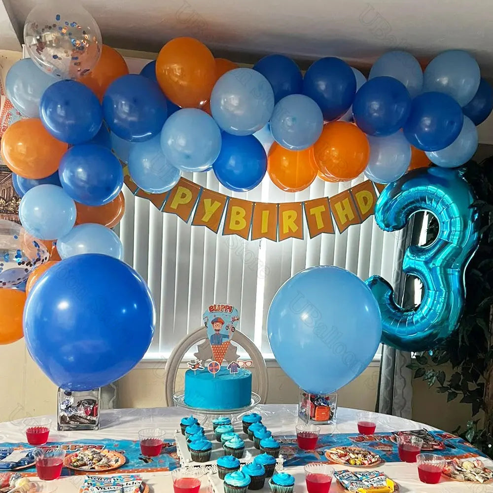 40er Luftballon-Set Orange & Blau – 25cm Latexballons für Geburtstag & Babyparty