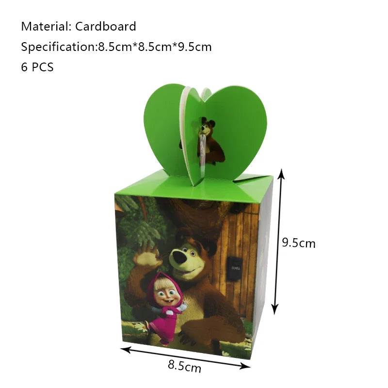 Mashas and Bear Birthday Party Decoration Cartoon Theme Balloons Kids Event Supplies Disposable Tableware Backdrop