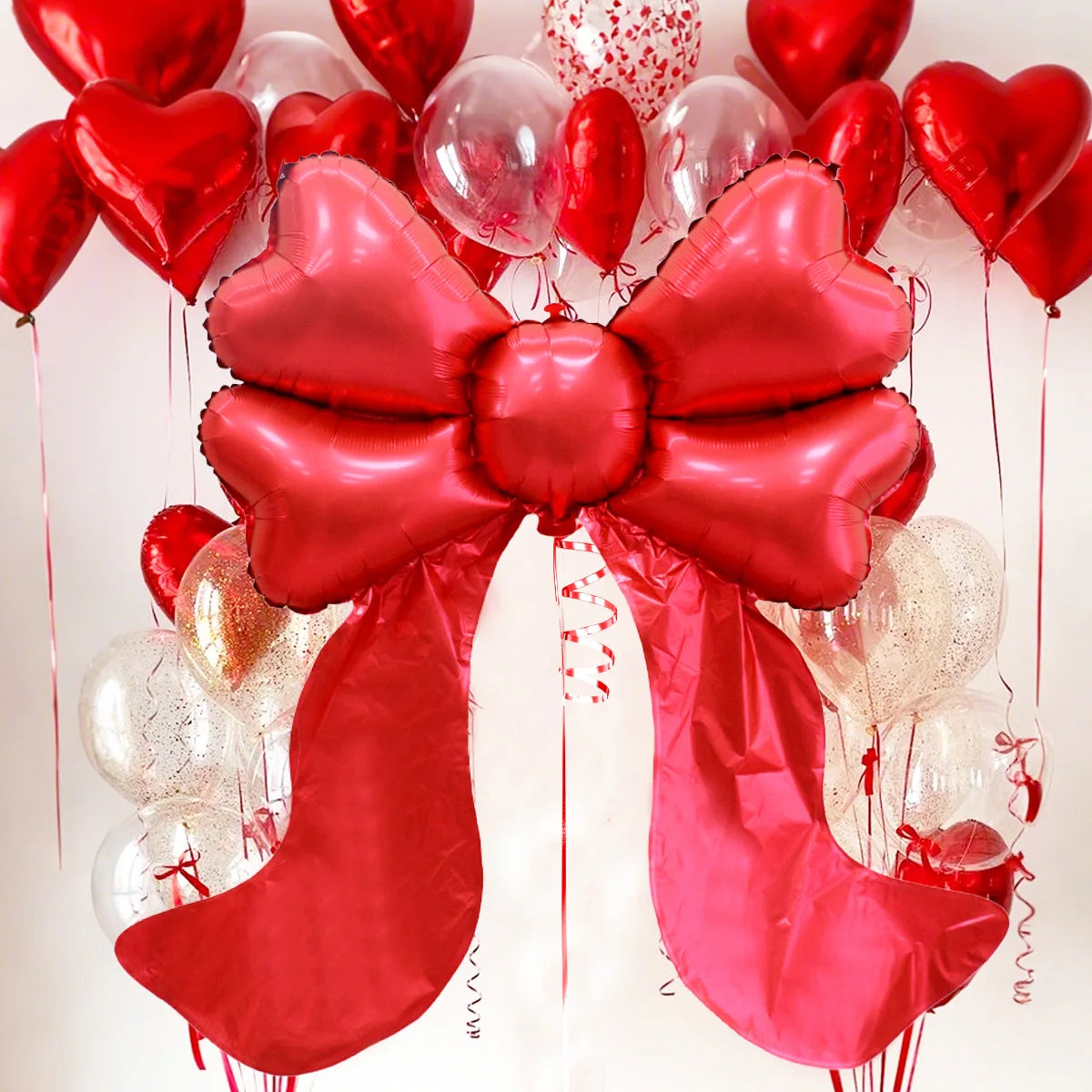2pcs red bow balloons for bow decoration, birthday, Valentine's Day, wedding bachelorette decoration, engagement