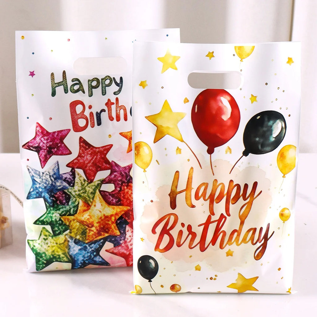 10/20/50pcs Birthday Party Candy Gift Bags Birthday Balloons Hand Bags Happy Birthday Party Decorations Kids Adults Favors Gifts