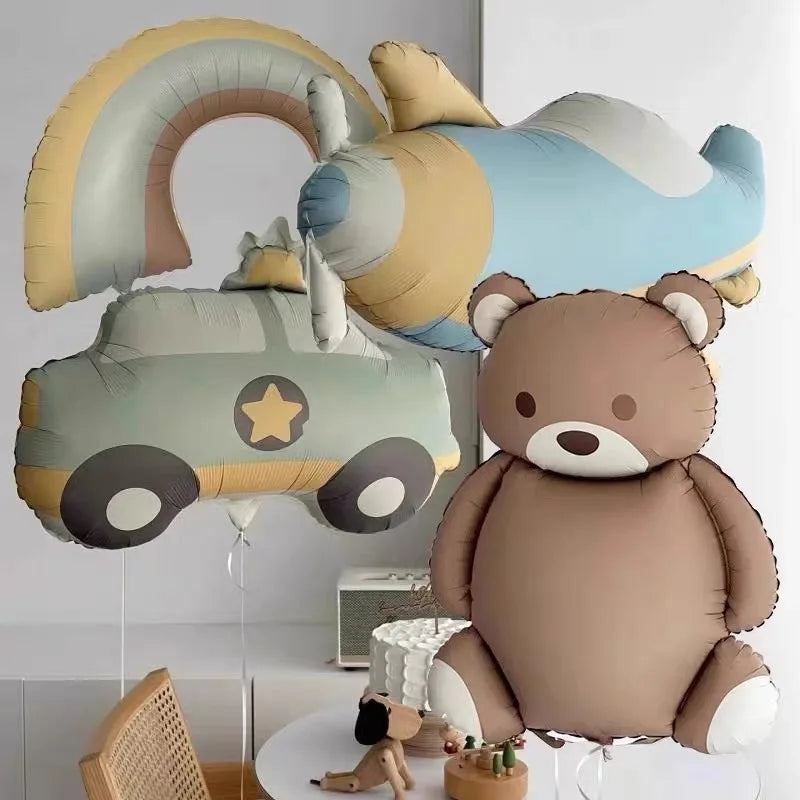 Teddybär Folienballon Set – Süßer Cartoon Bär in Rosa & Creme | Kindergeburtstag & Babyparty
