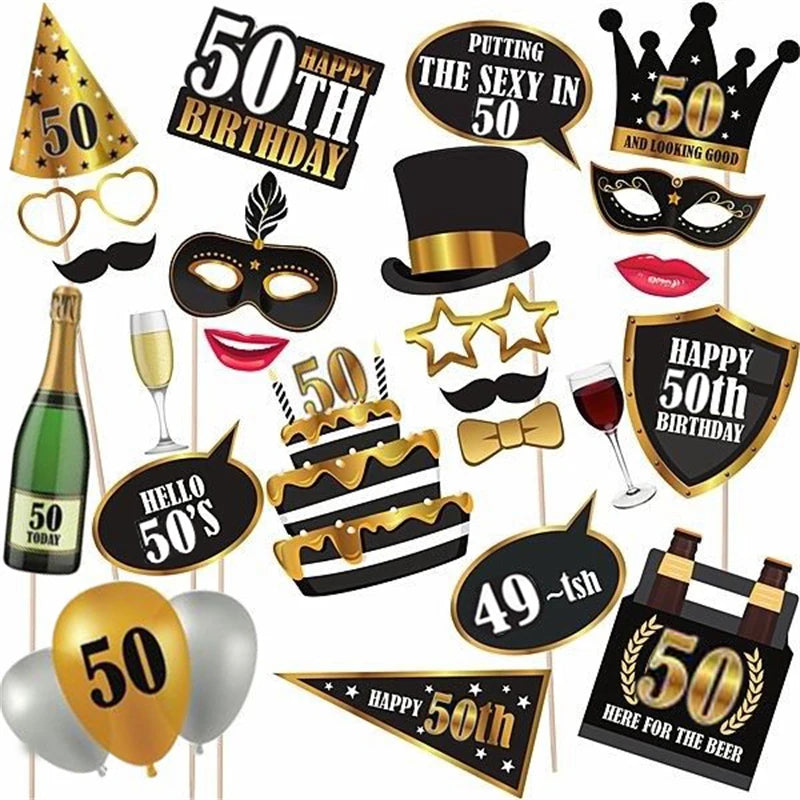 Photo Booth Props Set – Geburtstag 30 40 50 60 Jahre | Fotoshooting Accessoires