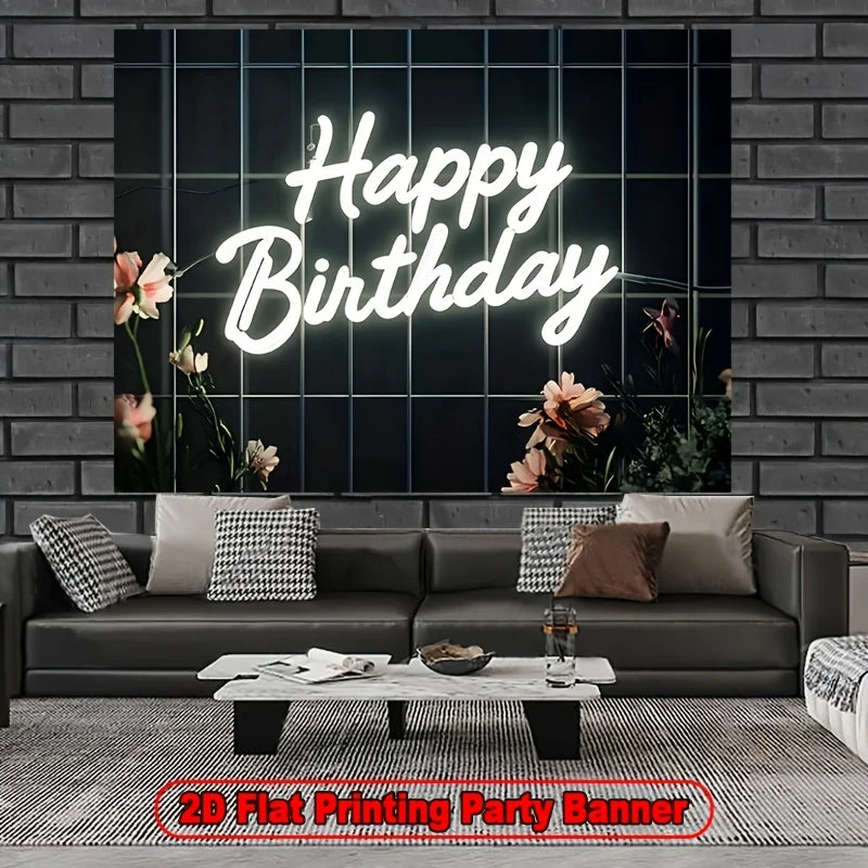 A neon sign for "Happy Birthday", suitable for home decoration, photography, weddings, birthdays, and Valentine's Day.