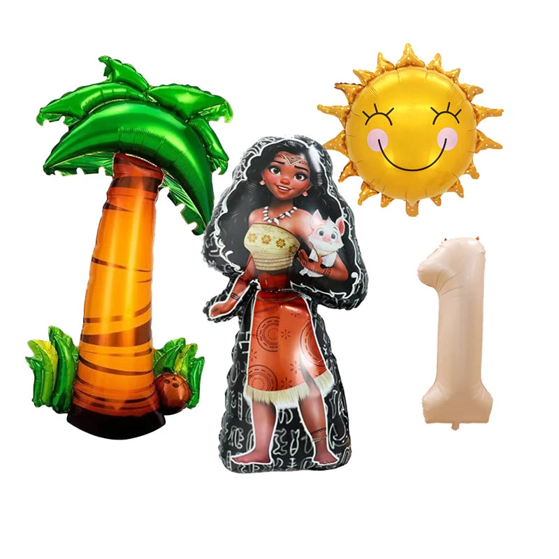1 Set Ocean Adventure Moana Cartoon  Aluminum Balloons Kids Baby Shower Birthday Party Decoration Supplies