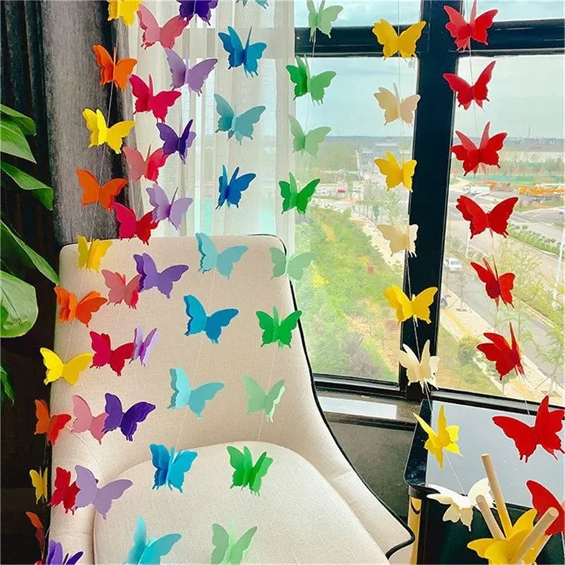 3D Schmetterling Papiergirlande – Bunte Wimpelkette für Geburtstag & Party | 2m