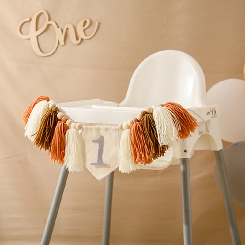 Baby Geburtstag Fransen Banner & Fotorequisite – 1. 2. 3. Geburtstag | Meilenstein Deko Set