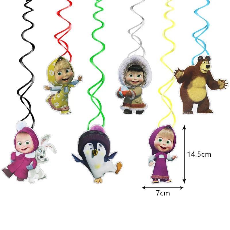 Mashas and Bear Birthday Party Decoration Cartoon Theme Balloons Kids Event Supplies Disposable Tableware Backdrop