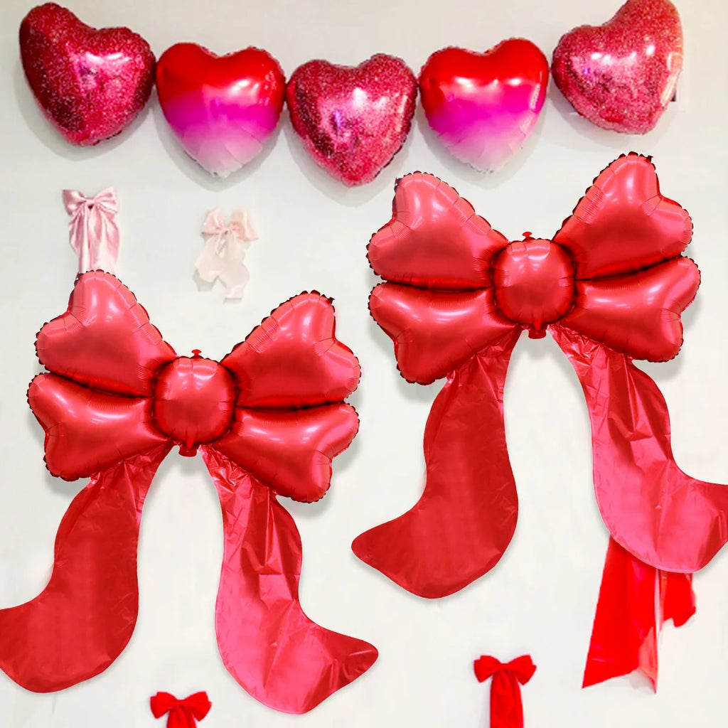 2pcs red bow balloons for bow decoration, birthday, Valentine's Day, wedding bachelorette decoration, engagement