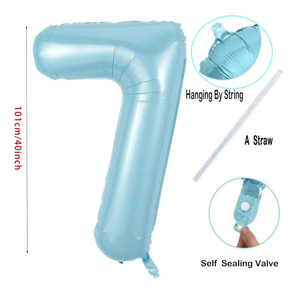 40inch Large Pearl Blue Number Balloons Jungle Safari Birthday Balloon Party Foil Balloon 0 1 2 3 4 5 6 7 8 9 globos Balls