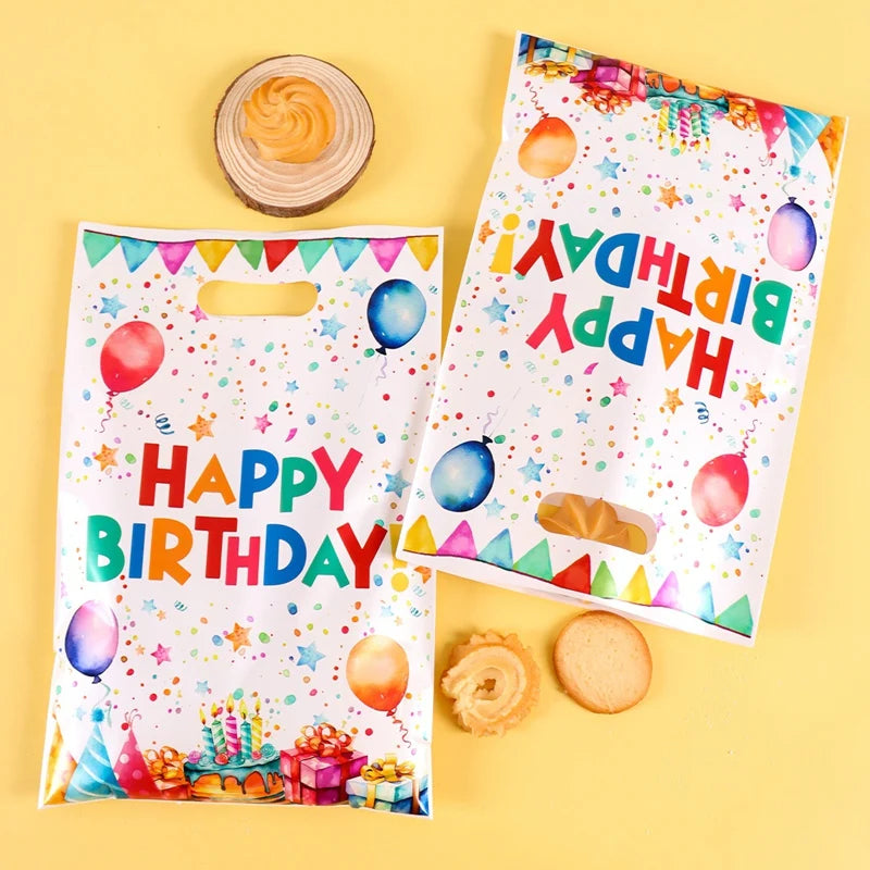 10/20/50pcs Birthday Party Candy Gift Bags Birthday Balloons Hand Bags Happy Birthday Party Decorations Kids Adults Favors Gifts