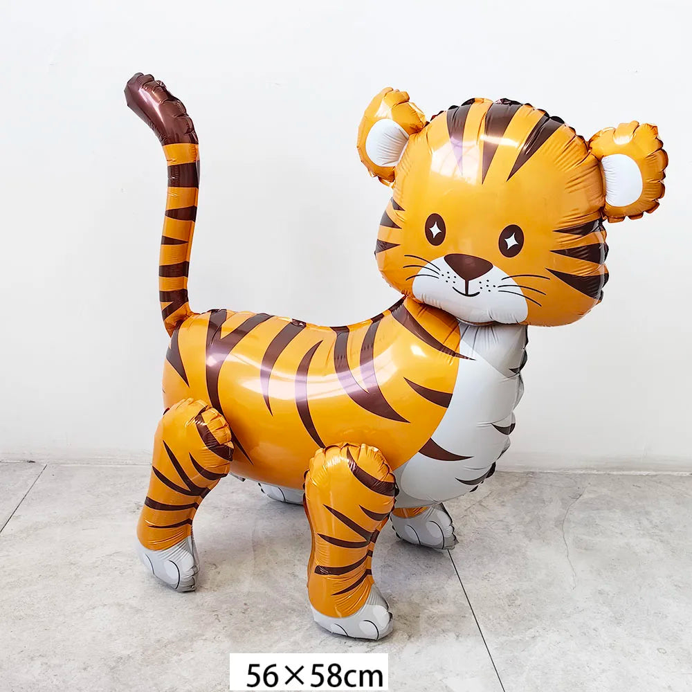 Safari Balloons Jungle Safari Animal Foil Balloon Zoo Animal Balloon Lion Tiger Giraffe Leopard Balloon for Jungle Animal Party